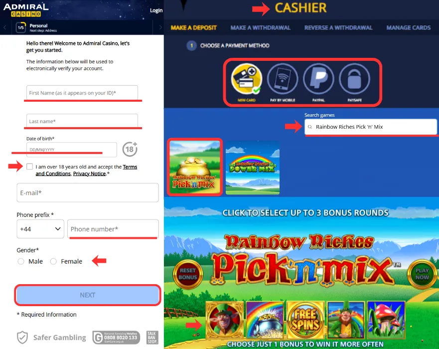 Sign up and Cashier